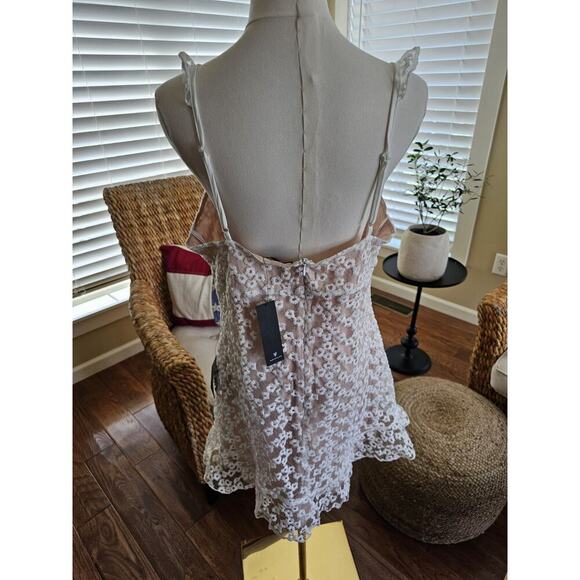 Lulus Women's Charmaine Embroidered Sheer Mesh Mini Dress White Size L NWT - Picture 5 of 11